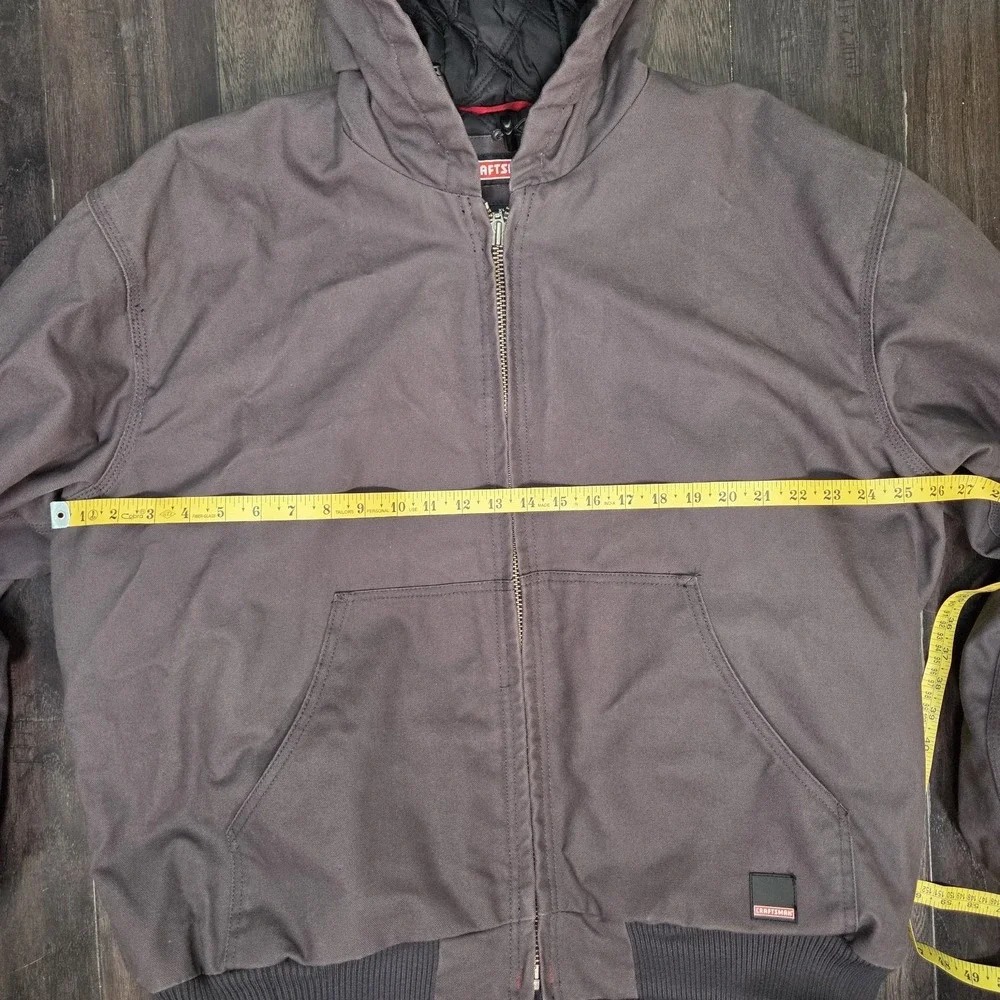 Craftsman Men's Carhartt Style Duck Canvas Hooded Quilted Work Jacket XL Gray